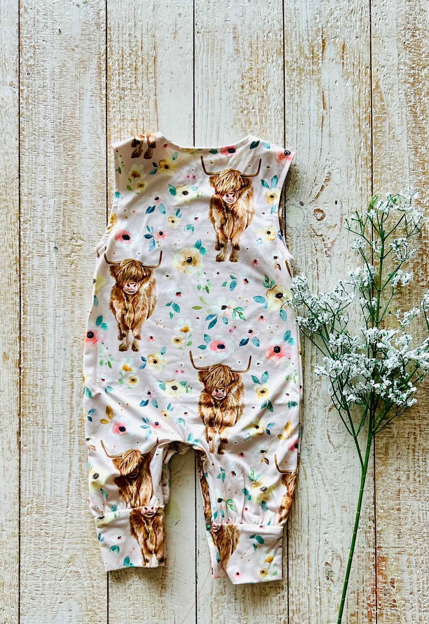 Highland Cow Floral Romper