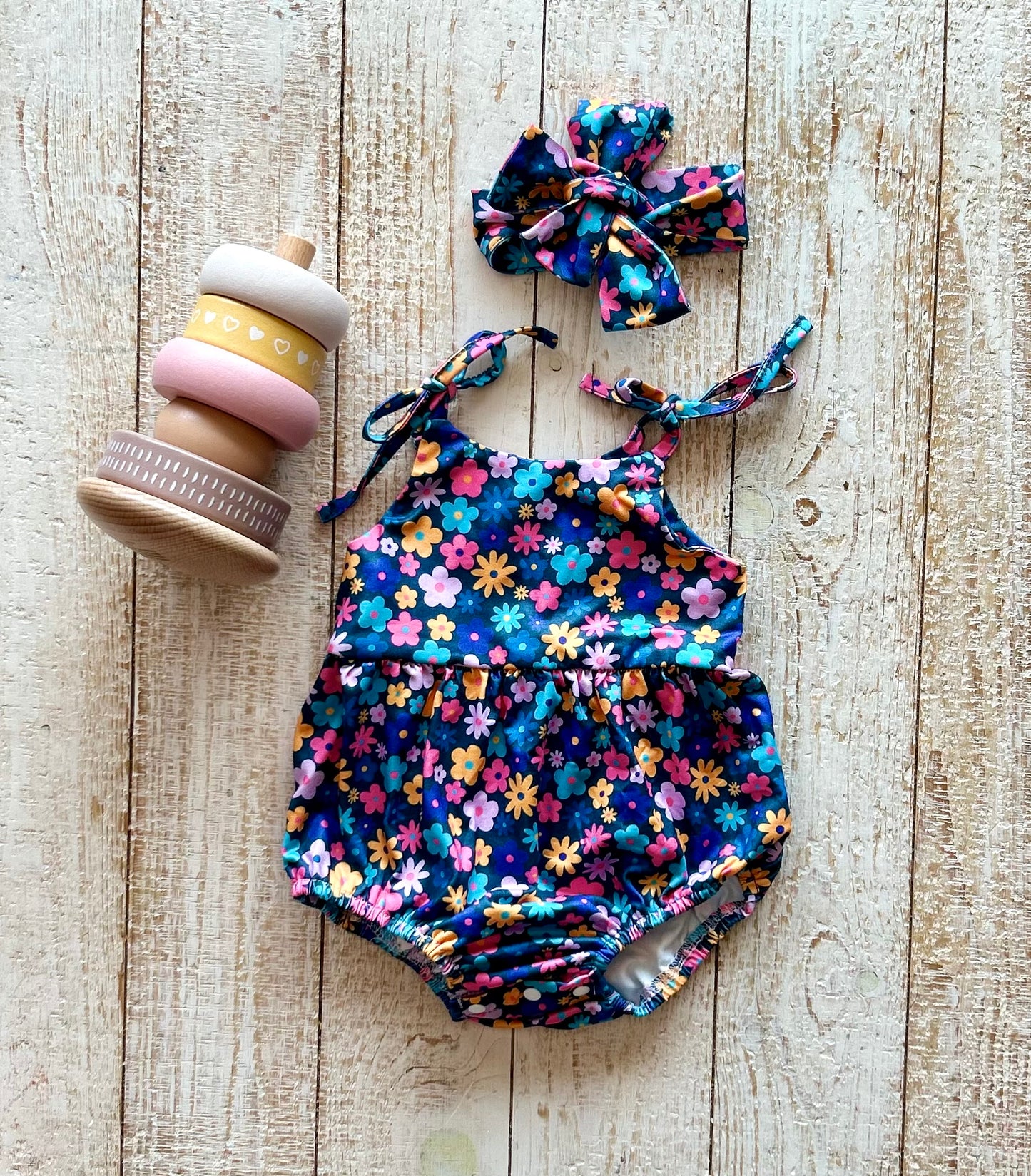 Tie Flower Power Romper with Bow