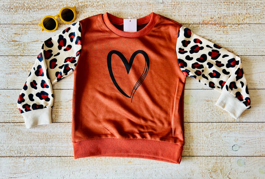 Leopard Heart Sweater