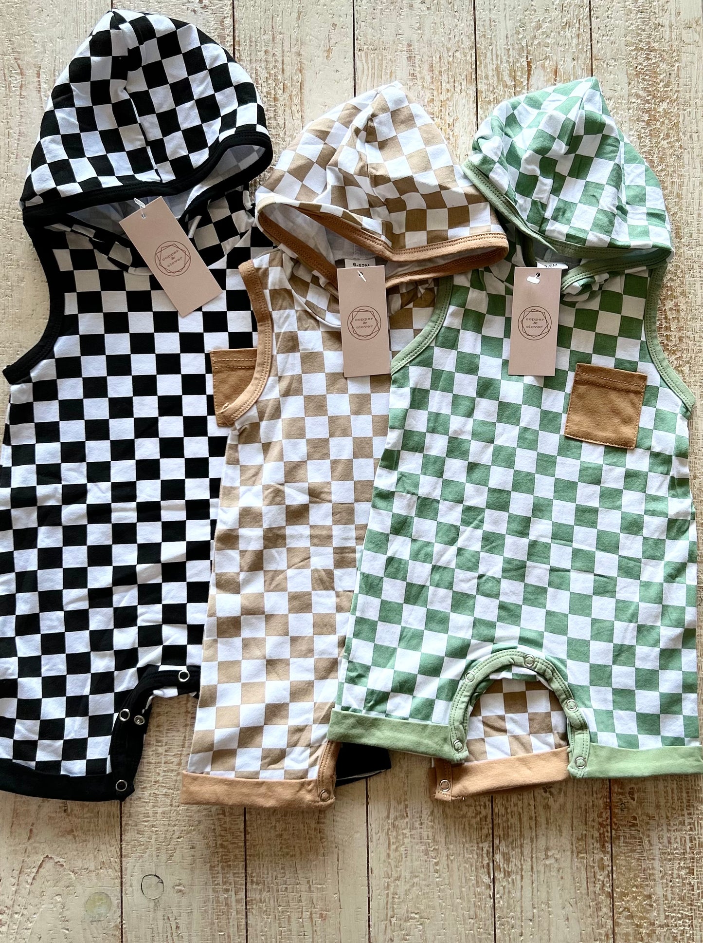 Checkered Hoodie Romper