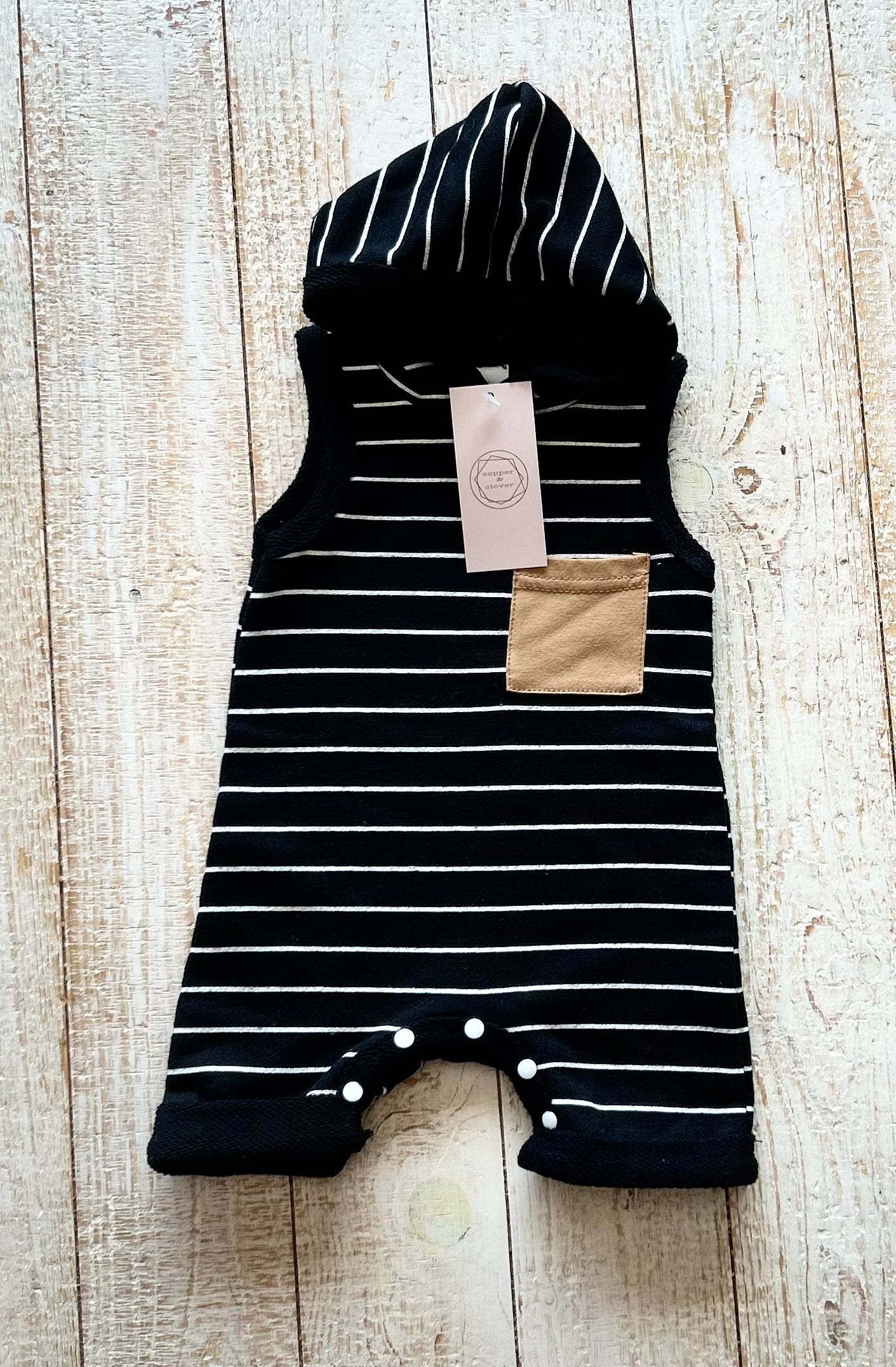 Black Hooded Striped Jumpsuit