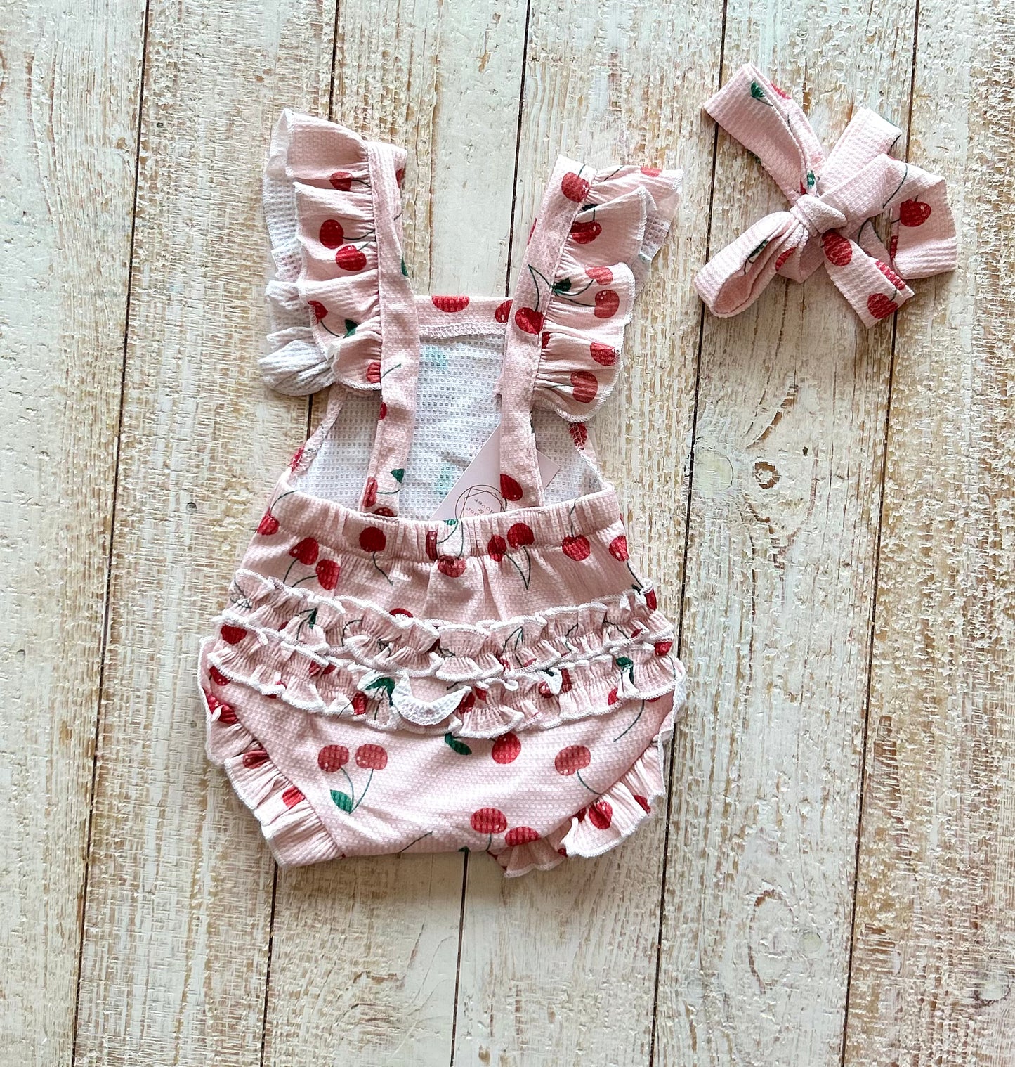 Cherry Ruffle Romper with Bow