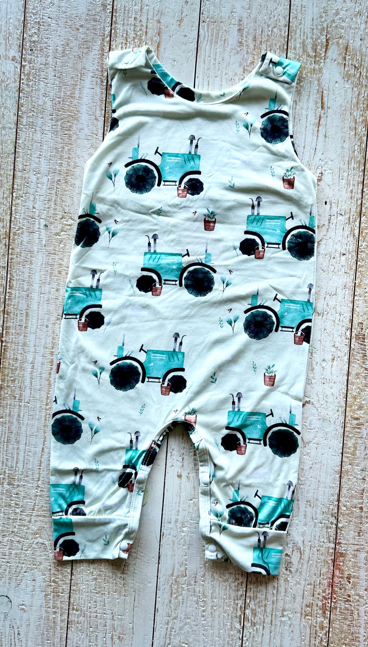 Baby Blue Tractor Romper